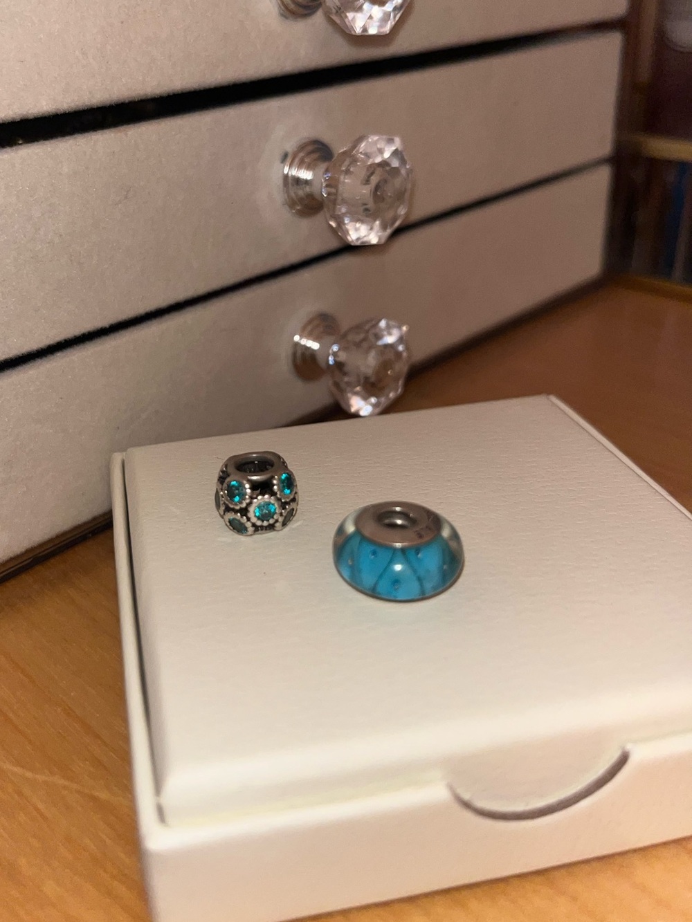 Pandora Blue/ Turquoise Glass and Crystal Bead Charms - Blue Accent